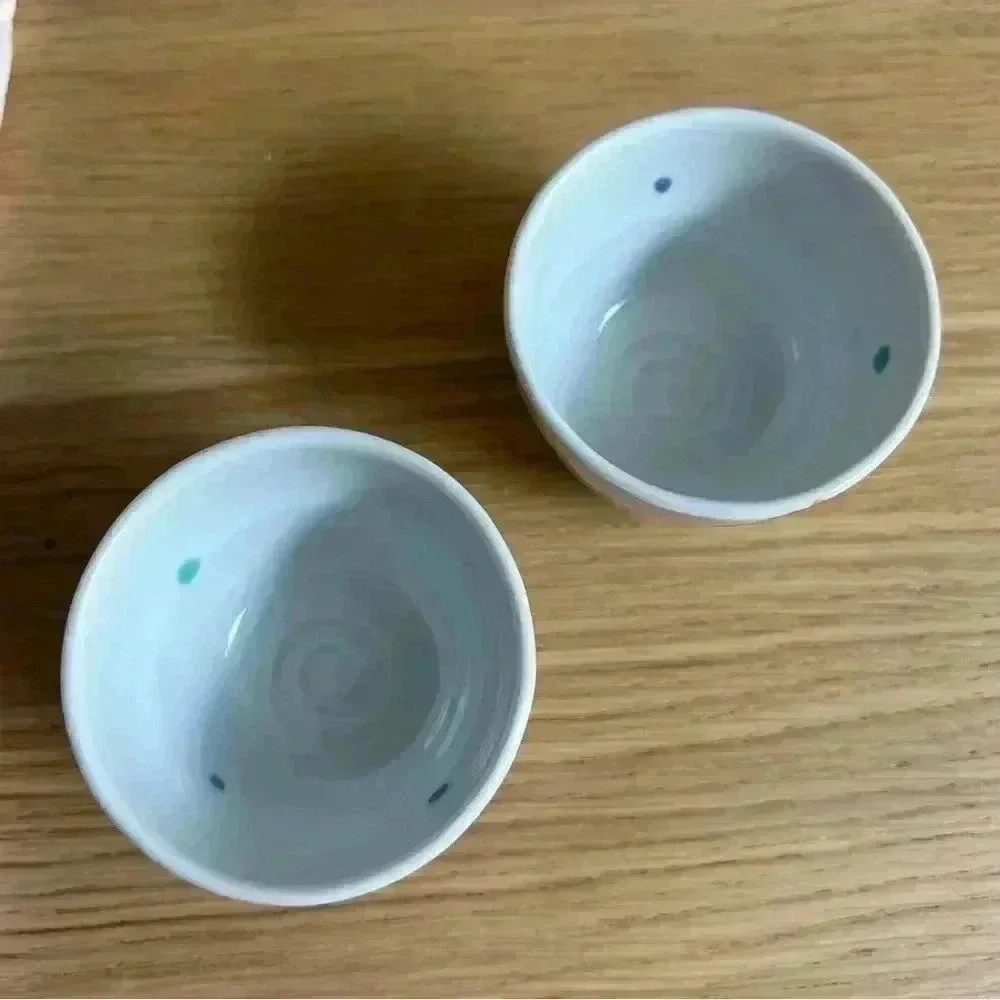 Japanese Sake Cup Sakazuki Chikusen Miura made Tiger Petal 2 pieces Kintsugi - Picture 6 of 8